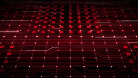 Circuit Board Lines Red Technology Background Stock-Footage 153224828