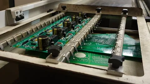 Circuit board manufacturing at electronics lab Stock Footage 295783724