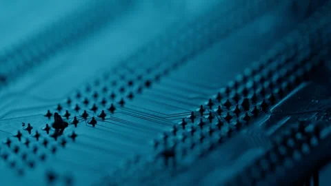 Circuit board micro components closeup inside electronic device with pattern. Stock Footage 332670866