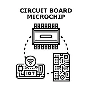 Circuit board microchip connecting data communication network Stock Illustration