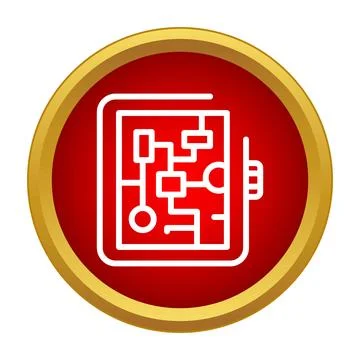 Circuit board microchip icon outlining digital technology system 库存插图