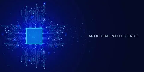 Circuit board with microchip or computer processor CPU Illustrazione stock