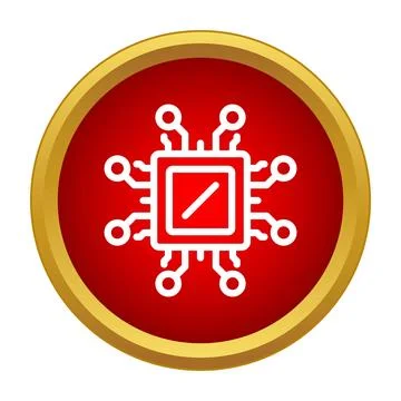 Circuit board microchip processor technology red icon イラスト素材