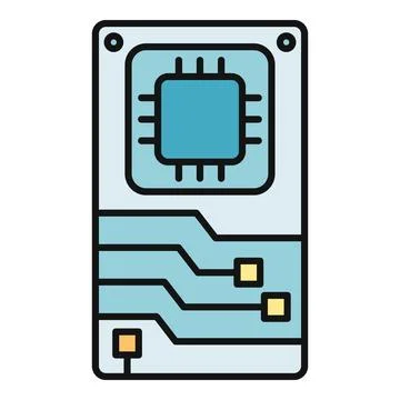 Circuit board with microchip representing technology and data Stock Illustration