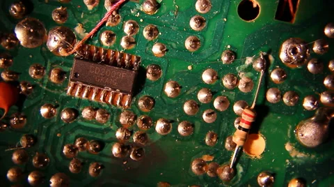 Circuit board microchip resistors Stock Footage 60047911