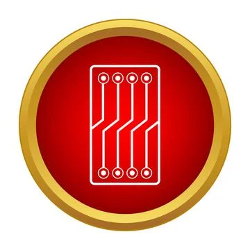 Circuit board microchip technology red icon Stock Illustration