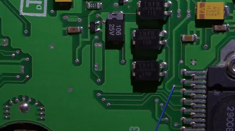 Circuit board with microchips. Electronics. Stock Footage 44108987