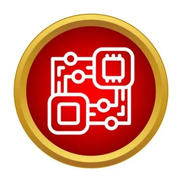 Circuit board with microchips processing information icon イラスト素材