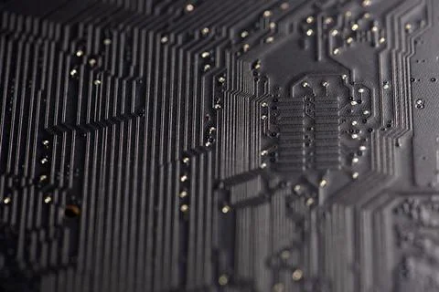 Circuit board with microelectronics. Circuit board in close-up background. Ci Stock Photos