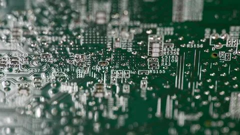 Circuit board with microelectronics surface. Circuit board in close-up macro Stock Photos