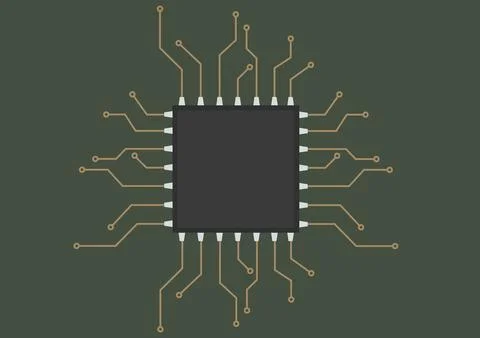 Circuit board with a microprocessor for a computer scheme vector illustrati.. Stock Illustration