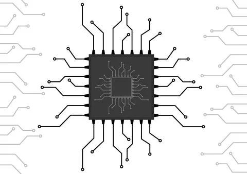 Circuit board with a microprocessor for a computer scheme vector illustrati.. 스톡 일러스트