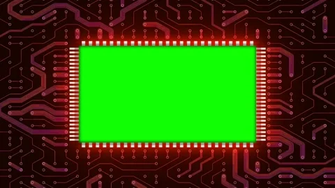 Circuit Board Microprocessor CPU Frame Green Screen Screen Vídeo Stock 341261775