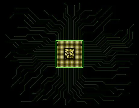 Circuit board. Microprocessor. Microchip. Circuit board. Technology backgroun Stock Illustration