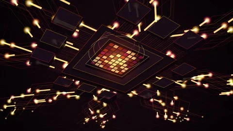 Circuit Board Motion Background Fire 4K Seamless Loop Stock Footage 348634230