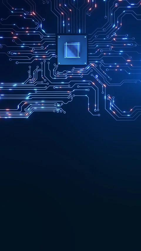 Circuit board moving electrons artificial intelligence AI. Data flow on motherbo Video stock 342786434
