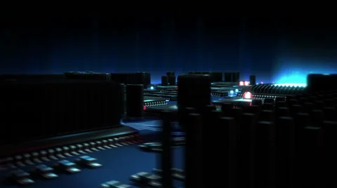 Circuit Board with moving electrons blue version Stock Footage 48533018