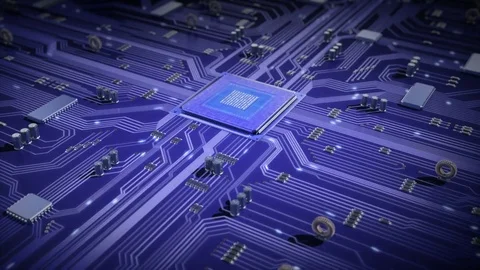 Circuit Board with moving electrons. Stock Footage 80658140