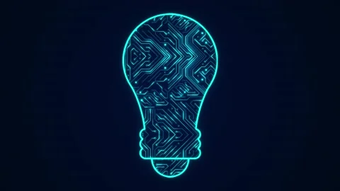Circuit Board with moving electrons Light Bulb innovation Solution Loop Stock Footage 162323563