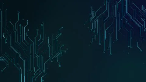 Circuit Board with moving electrons. Motion digital world. Data Flow Loop B.. イラスト素材