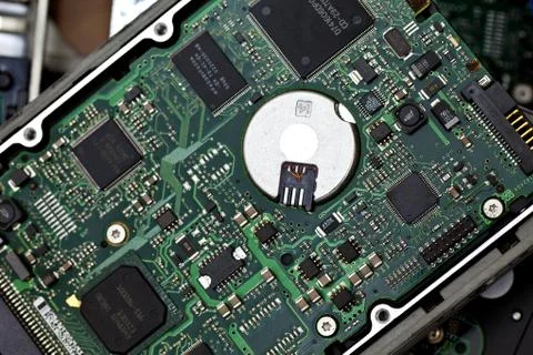 Circuit board on old hard disk Фото