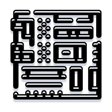 Circuit board outlining digital technology and computer hardware Illustrazione stock