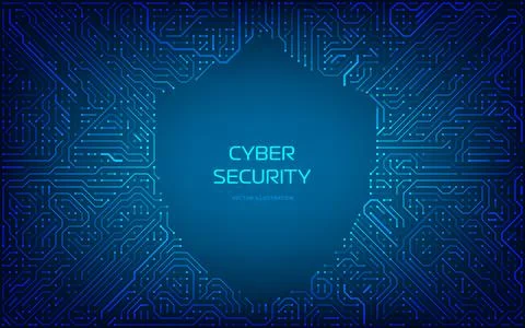Circuit board pattern background with shield shape. Cyber security. Digital t 스톡 일러스트