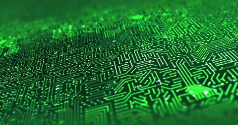 Circuit Board Pattern Close Up. CPU Data Processing. Perfect Loop Stock Footage 140672599