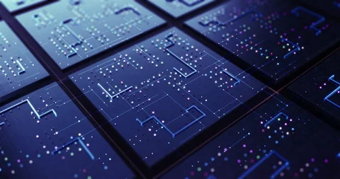 Circuit Board Pattern Close Up. CPU Data Processing. AI. Stock Footage 143900795
