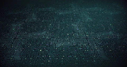 Circuit Board Pattern Close Up. CPU Data Processing. Perfect Loop Stock Footage 154486923