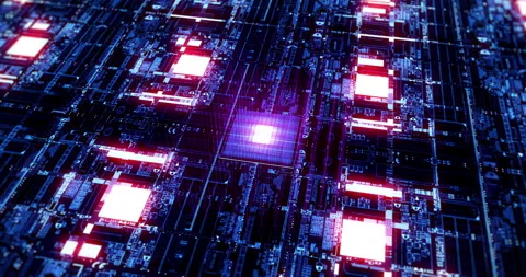 Circuit Board Pattern Close Up. CPU Data Processing. Artificial Intelligence. Stock Footage 160026920