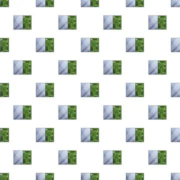 Circuit board pattern connecting microchips on white background Stock Illustration