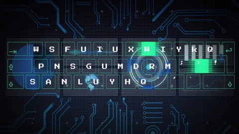 Circuit board pattern with digital code and rotating globe animation Stock Footage 304769367