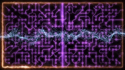 Circuit board pattern with glowing cyan particle wave for cyber security an.. Stock Footage 346128698