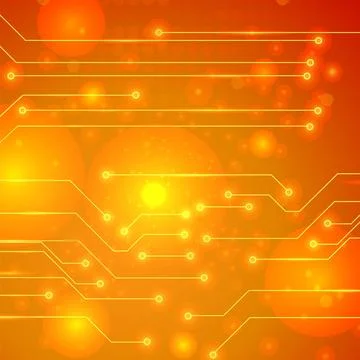 Circuit Board Pattern. Modern Computer Technology Orange Background. Circu... Stock Photos