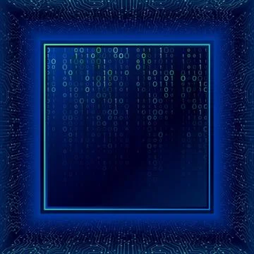 Circuit board in perspective. Binary code digital technology イラスト素材