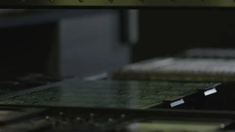 Circuit board population close up macro of robotic manufacturing Stock Footage 252755993