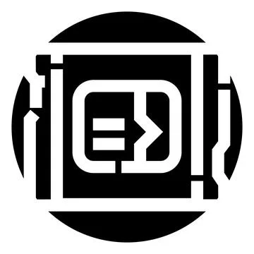 Circuit board processing data transfer technology icon Illustrazione stock