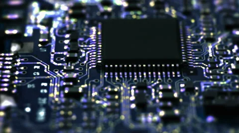 Circuit Board / Processor Chips / Data Streams Stock Footage 63356610
