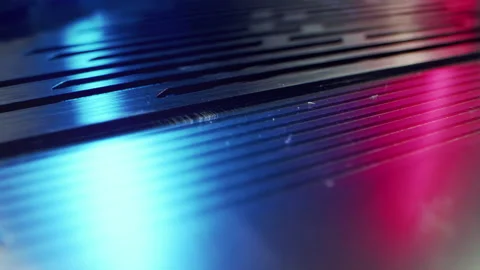 Circuit Board Processor Chips Data Streams. Super Macro Imaging of Modern Stock Footage 195617771