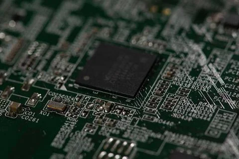 Circuit board with processor hardware. Circuit board in digital background... Stock Photos