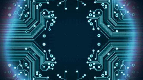Circuit Board processor Logo Impact Blue Stock Footage 99715278