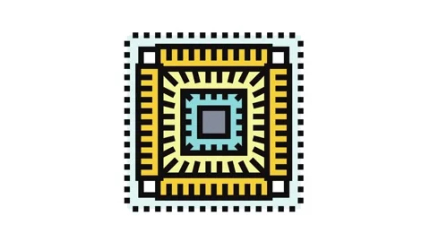 Circuit board quantum computer color icon animation Stock Footage 326115928