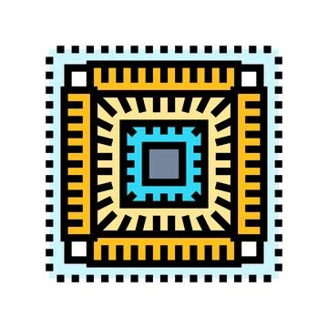 Circuit board quantum computer color icon vector illustration Stock Illustration