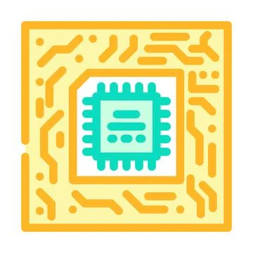 Circuit board quantum computer color icon vector illustration Stock Illustration