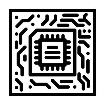 Circuit board quantum computer line icon vector illustration Stock-Illustration