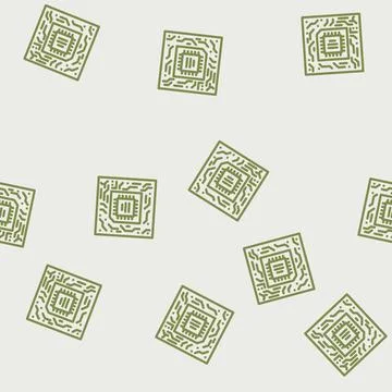 Circuit board quantum computer line vector seamless pattern Stock Illustration