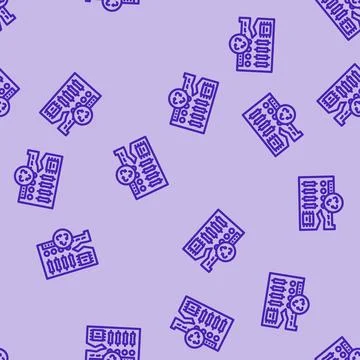 Circuit board recycling line vector seamless pattern Illustrazione stock