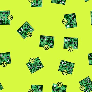 Circuit board recycling vector seamless pattern Illustrazione stock