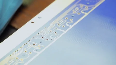 Circuit board. Reflections of light. Video stock 69934334